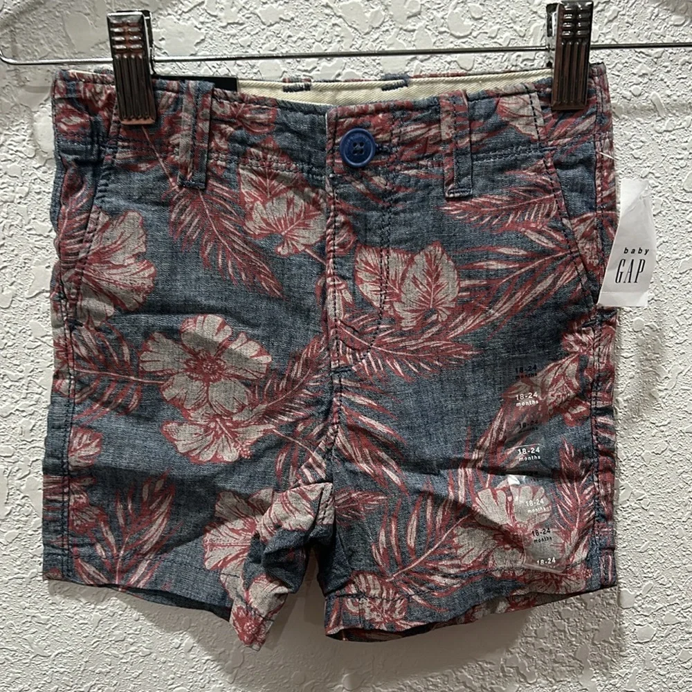 Baby Gap boys floral shorts size 18-24 M NWT